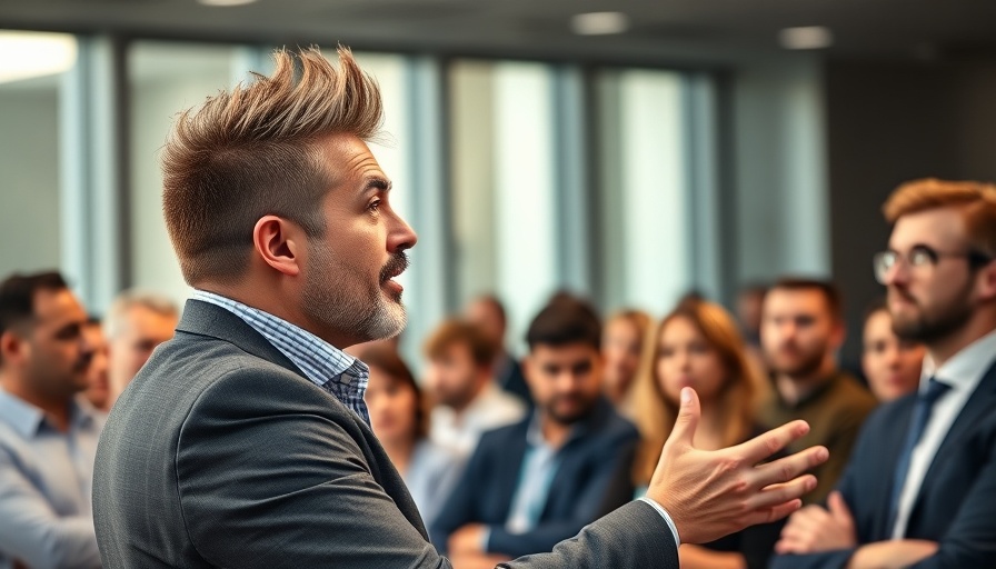 A speaker inspires an audience in a wealth manifestation seminar.