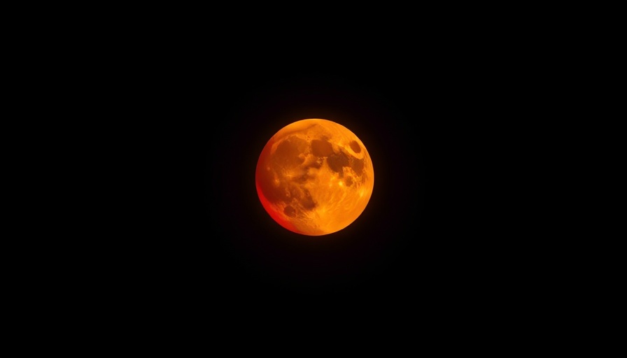 Total lunar eclipse on March 14 in vivid red and orange hues.