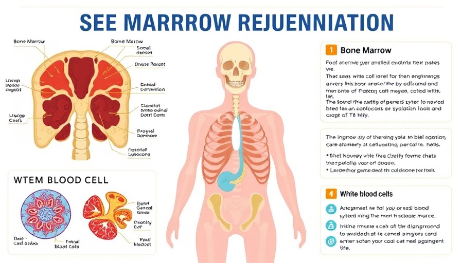 Infographic illustrating bone marrow rejuvenation process and immune system benefits.