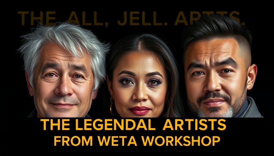 Wētā Workshop creativity team members with text overlay.
