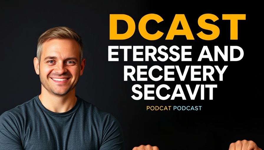 Podcast cover on tendon recovery through loading techniques featuring two smiling hosts.