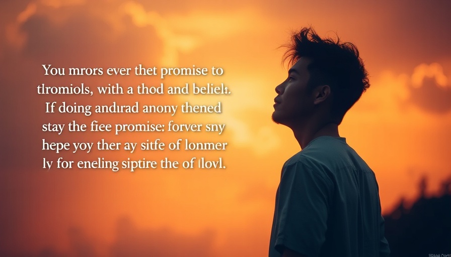 Purposeful living message with contemplative figure in ethereal setting.