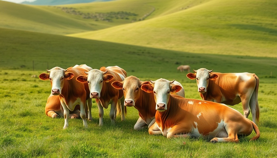 Grazing cows illustrating carrying capacity in a green field.