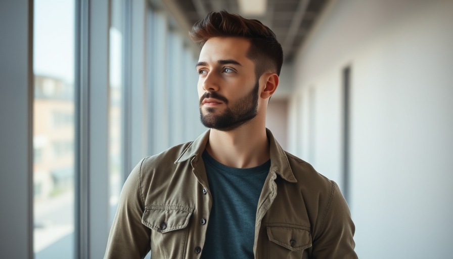 Healing PTSD with meditation: Man standing in bright hallway.
