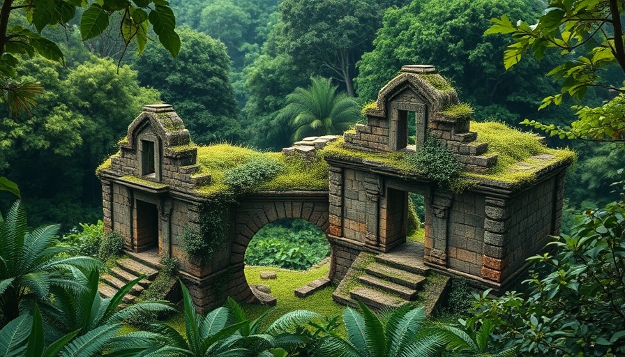 Exploration of ancient ruins amidst lush green forest.