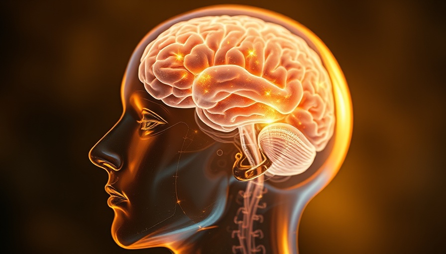 Spiritual Awakening concept with translucent head and glowing brain.