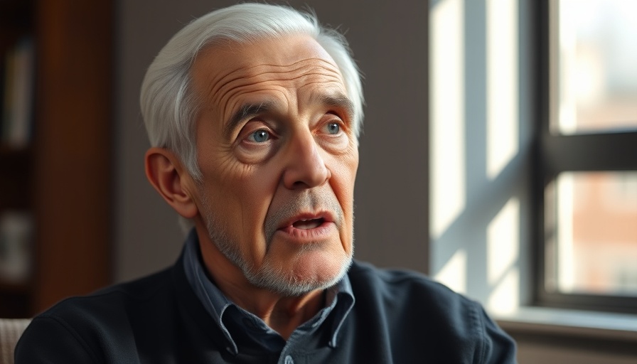 Elderly man discussing spiritual awakening, softly lit indoor interview.