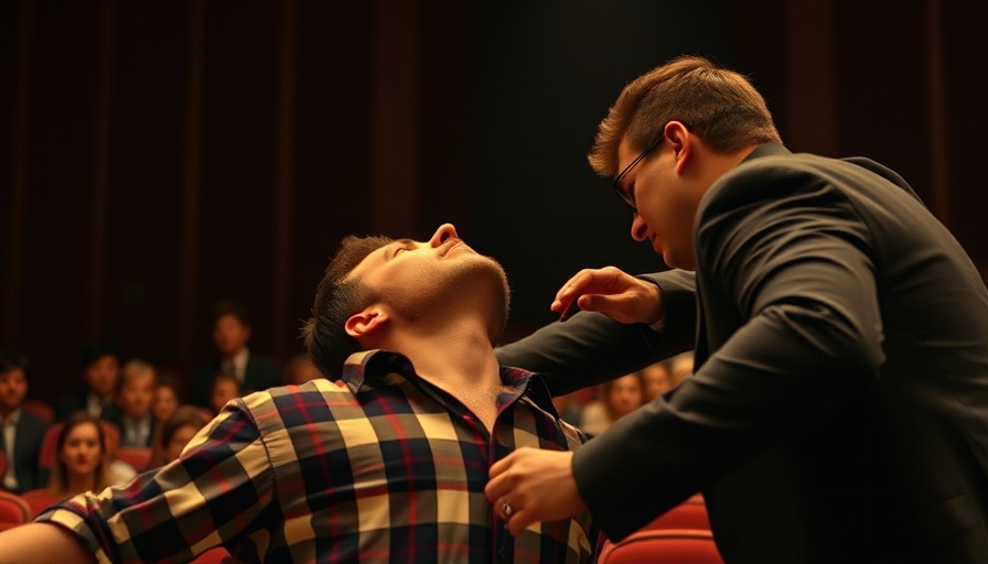 Reset Your Healing: Dramatic healing touch in a dim auditorium.