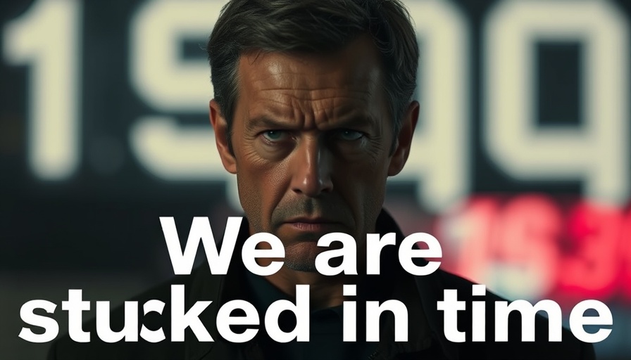 Serious man 'We are stuck in time' text, 1999 context