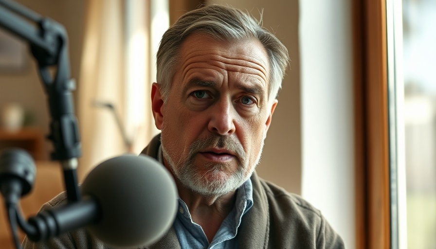 Middle-aged man discussing avoiding microplastics in an interview setting.