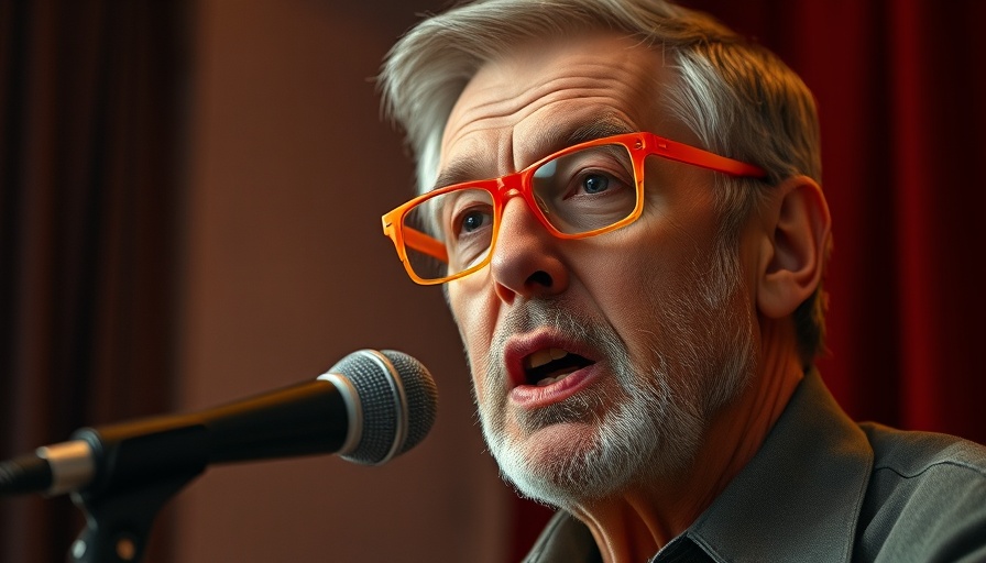 Middle-aged man in glasses speaking during an interview.