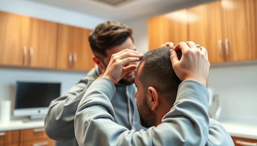 Professional measuring hairline in hair restoration process