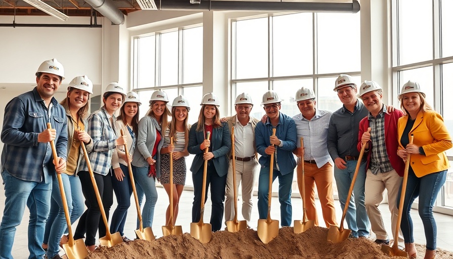 Hair restoration event with smiling group holding shovels.