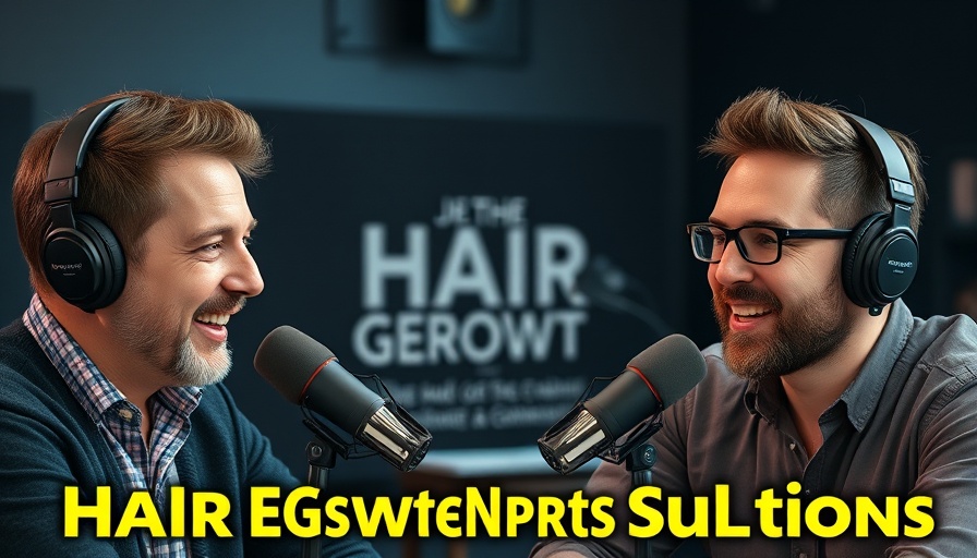 Hair Restoration Solutions discussion by podcast hosts, vibrant setting.