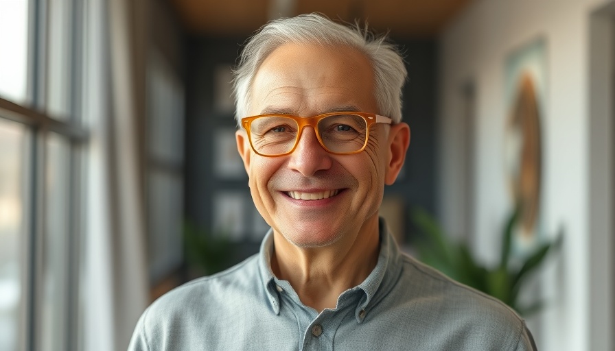 Smiling man discussing intermittent fasting benefits for hair restoration indoors.