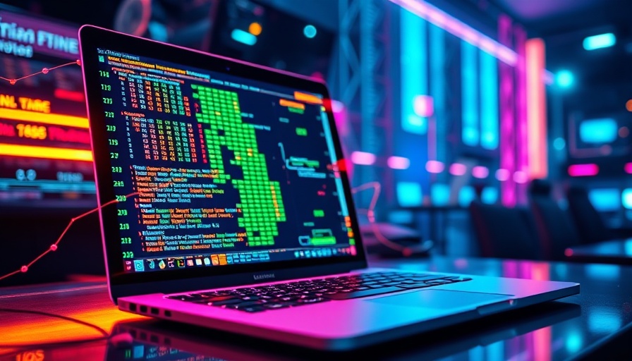Futuristic laptop screen with digital data, representing Large Quantitative Models.