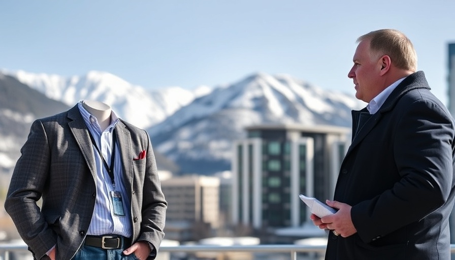 Two professionals discussing Large Quantitative Models outdoors.