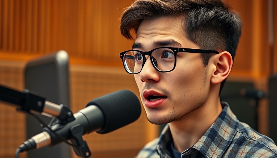 Podcast interview about using frequency instead of pharmaceuticals, vibrant studio setting.