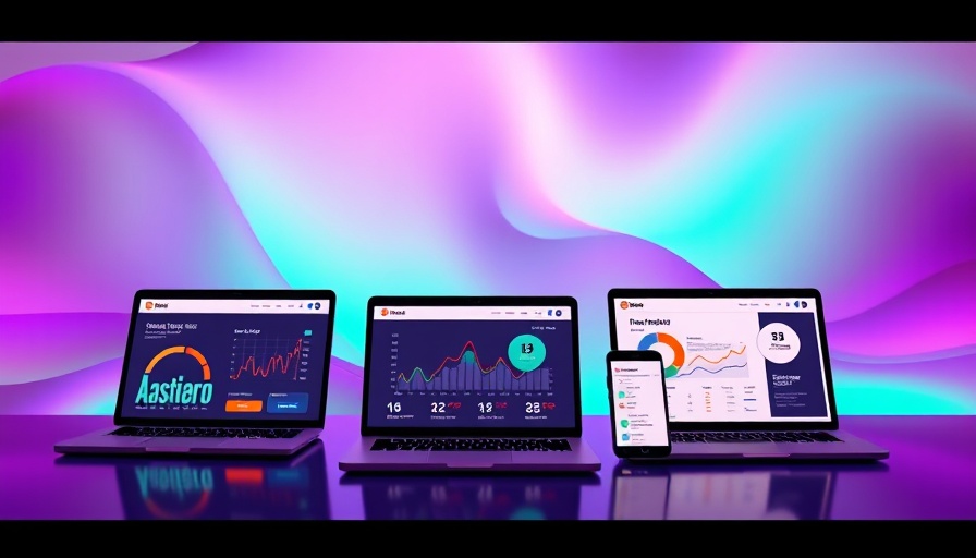 Digital tools for habit tracking on laptops, vibrant background.