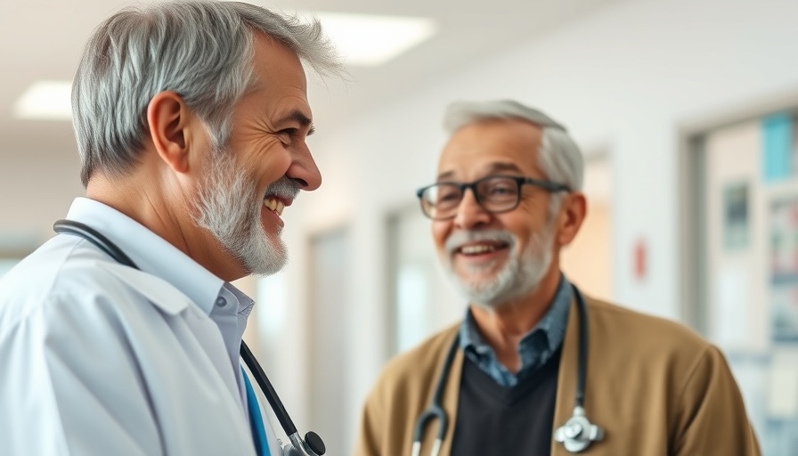 Middle-aged person discussing hair restoration in a medical setting.