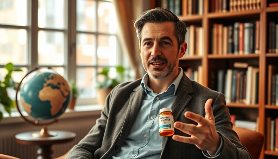 Confident man discusses best type of fish oil in home library.