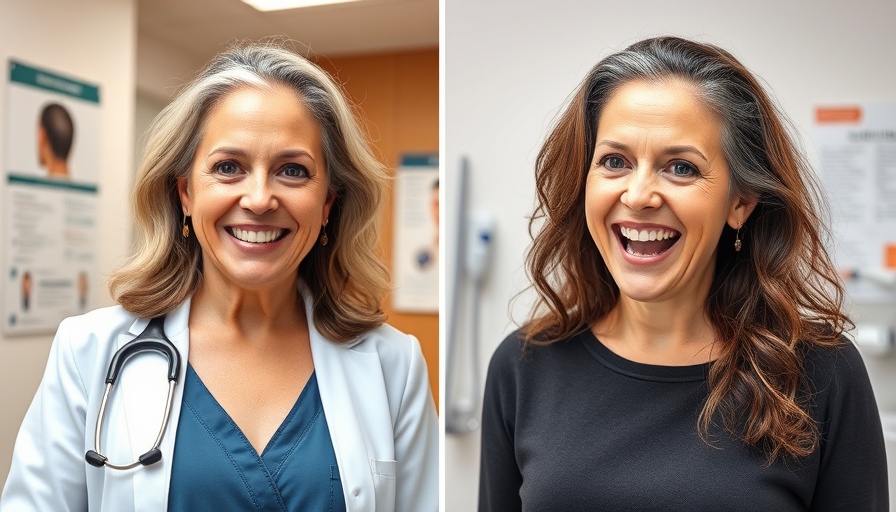 Hair restoration transformation with doctor, showcasing results.