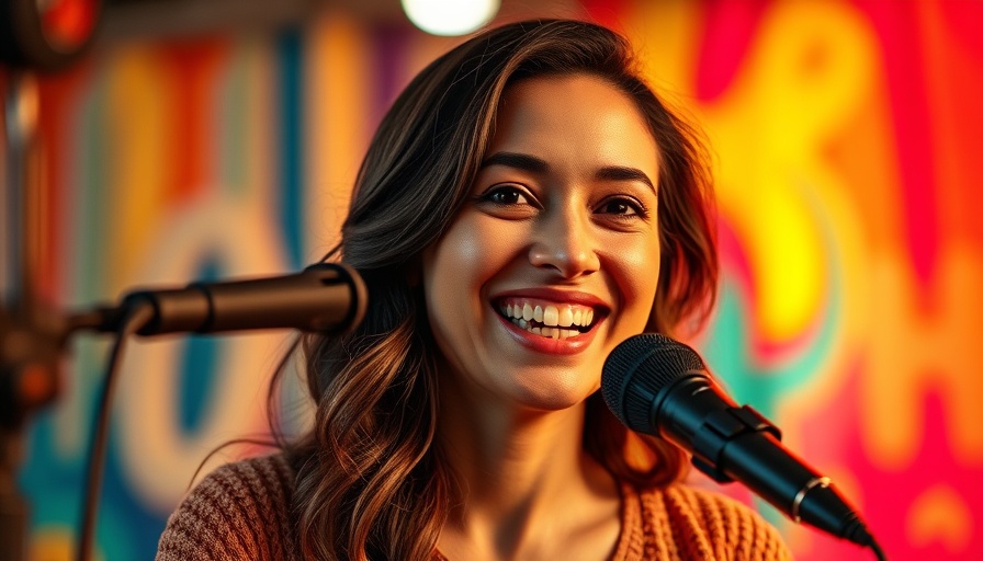 Confident woman discussing health optimization on a podcast.
