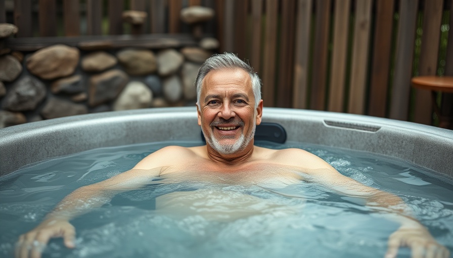 Man relaxing in hot tub after surgery recovery.