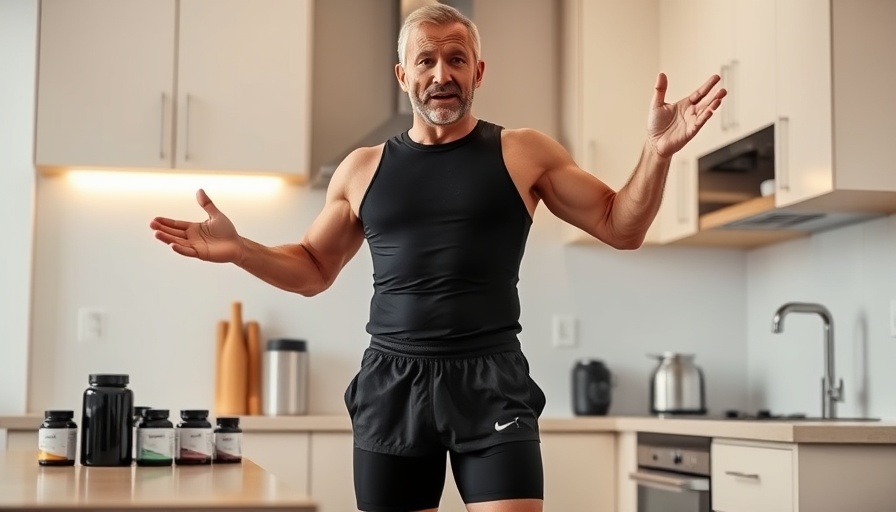 Man in black fitness attire discusses morning stack for brain and body performance.