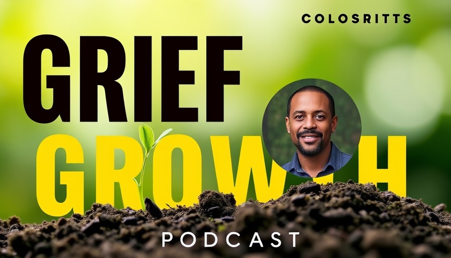 Podcast cover for Healing from Grief theme with plant sprout.