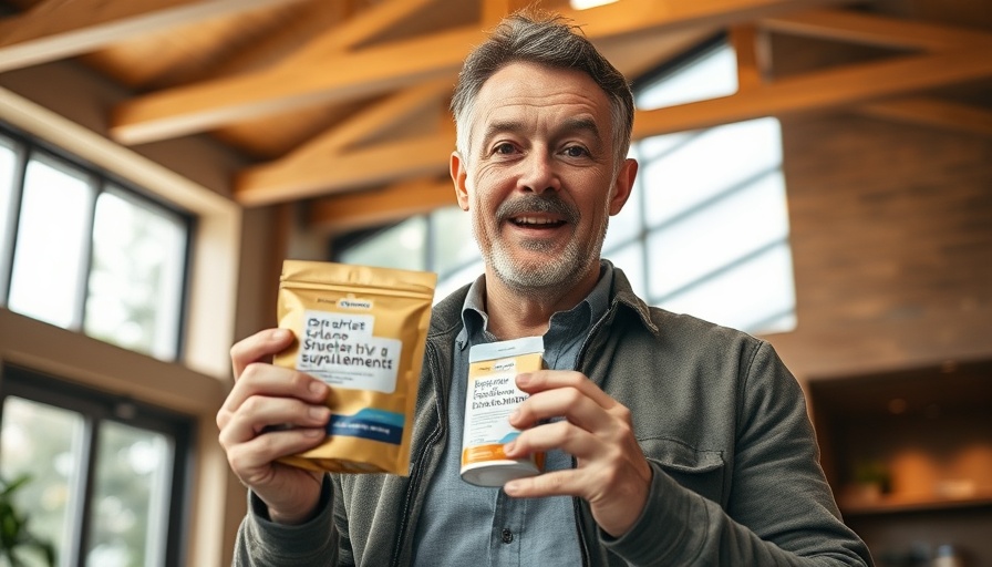 Man showcasing supplement indoors, relevant to Creatine for Women Over 40.