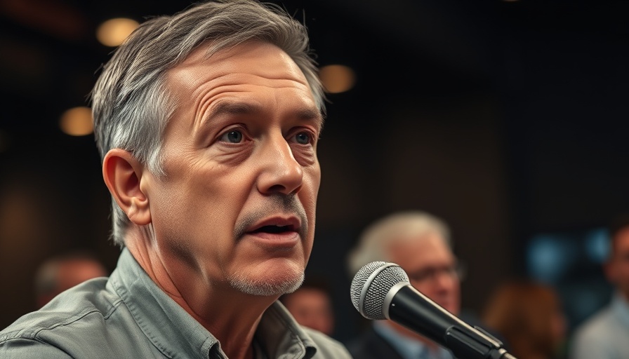 Man speaking on nutrition in a dark setting