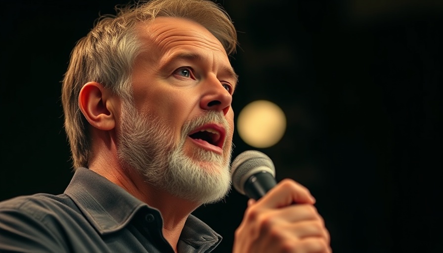 Middle-aged man speaking passionately, discussing Light in Cellular Communication.