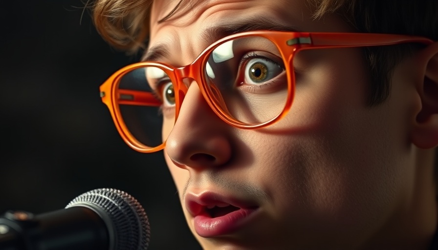 Benefits of less ejaculation concept, person with orange glasses speaking.