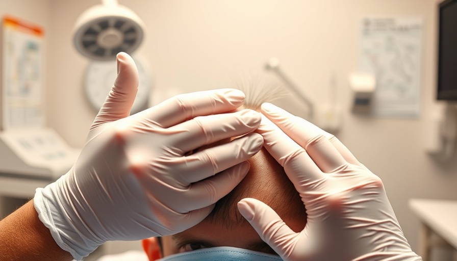 Close-up of hair restoration procedure in a medical setting.