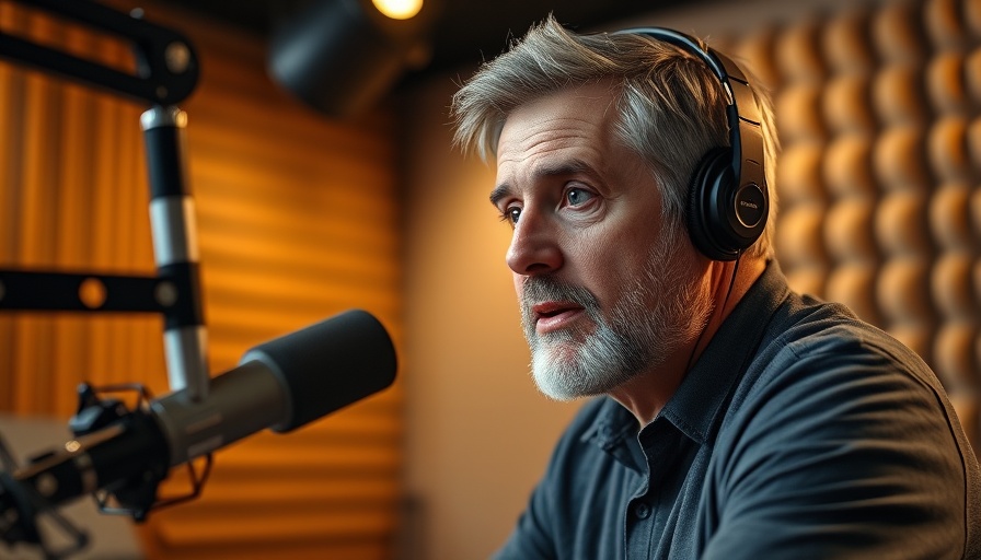 Middle-aged man discussing mitochondrial health and aging in podcast setting.