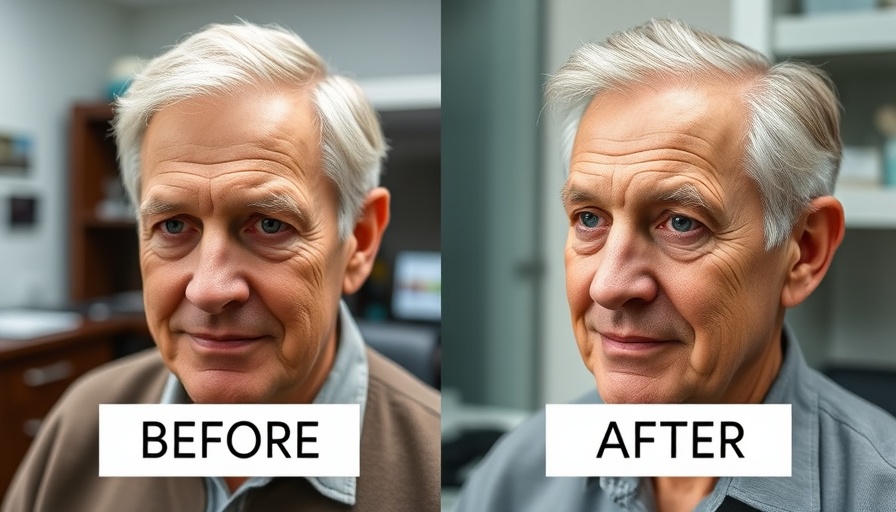 Discreet hair restoration results before and after in a medical office.
