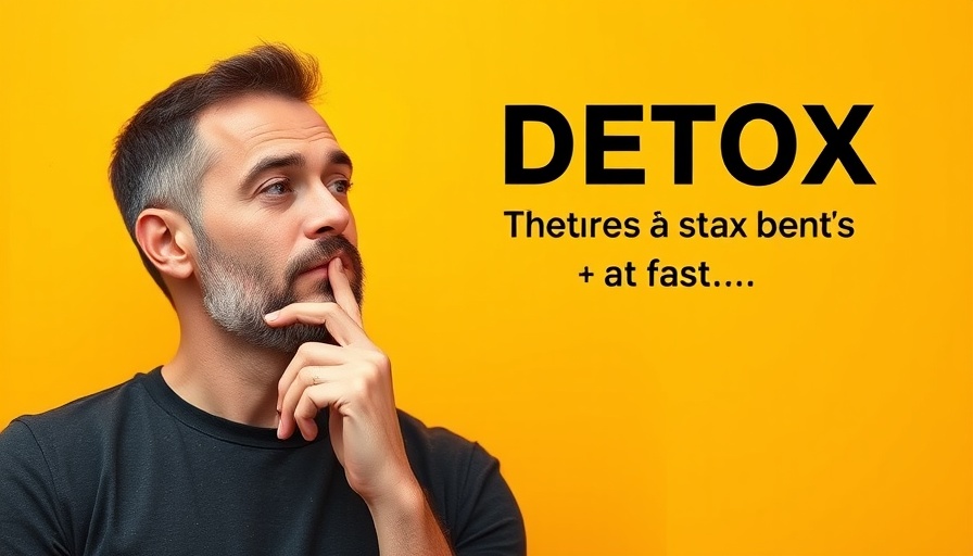 Detox your body naturally: thoughtful man in yellow-themed promotion.