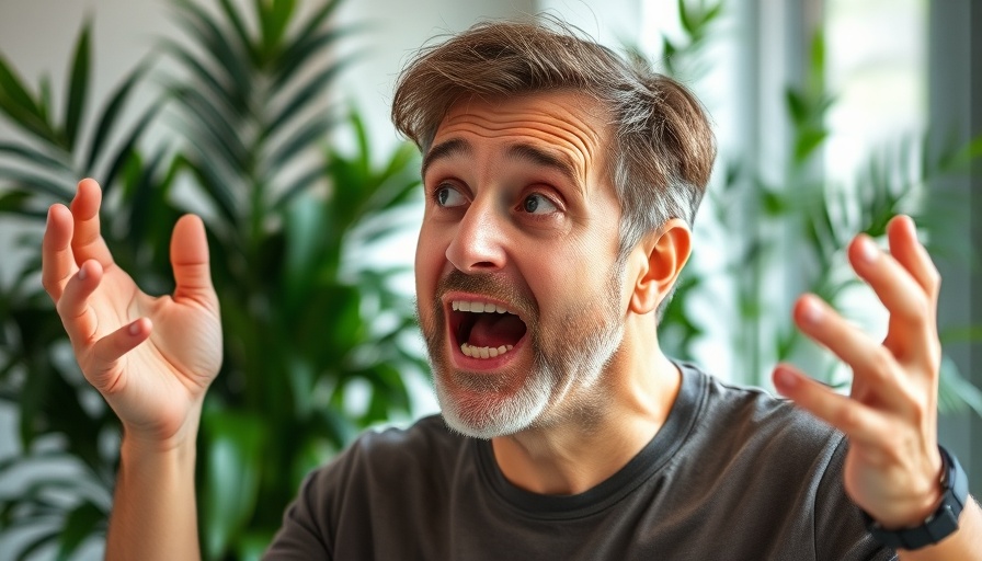 Energetic man speaking indoors, boosting energy instantly.