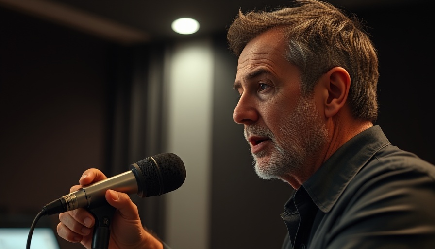 Middle-aged man discussing folic acid vs folate in recording studio.
