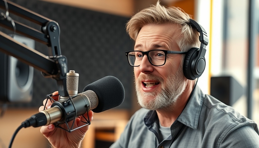 Middle-aged man discussing children's sleep problems in a podcast.