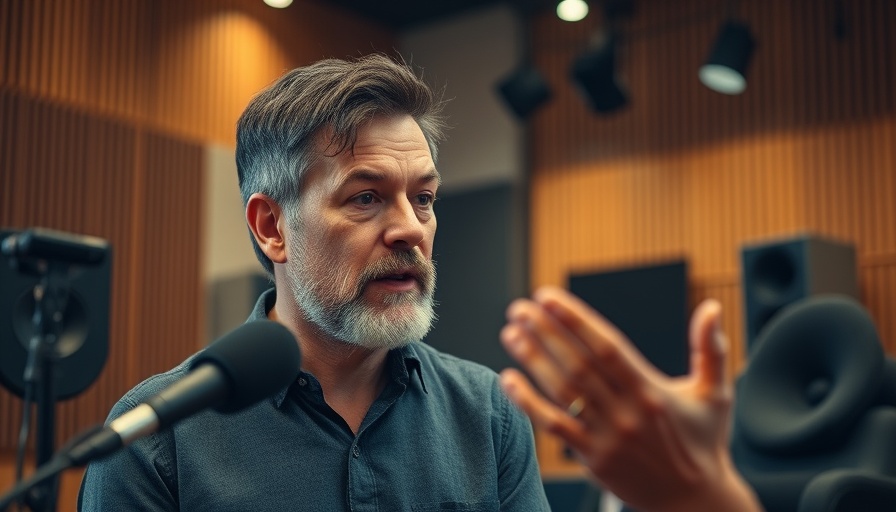 Middle-aged man discussing immuno fatigue and aging in a studio.