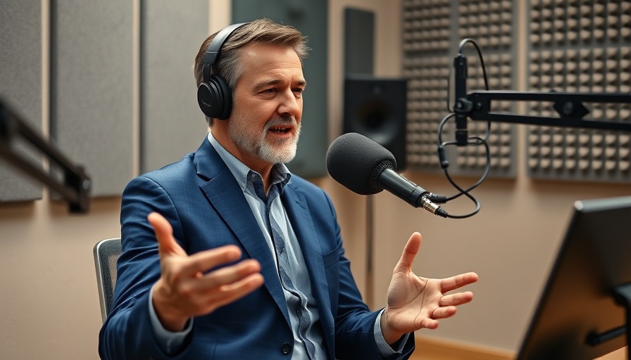 Mature man discussing Nutritional Science and Food Industry Insights on podcast.