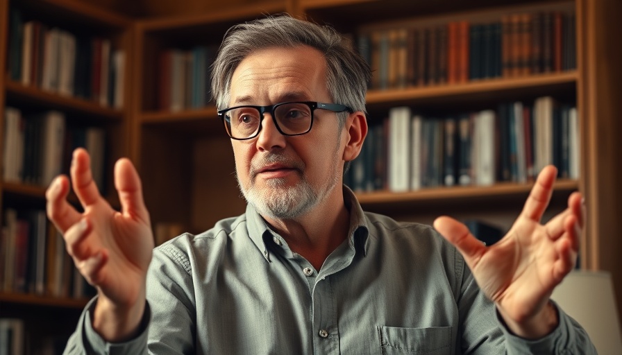 Man explaining Vitamin B6 health benefits, gesturing in casual setting.