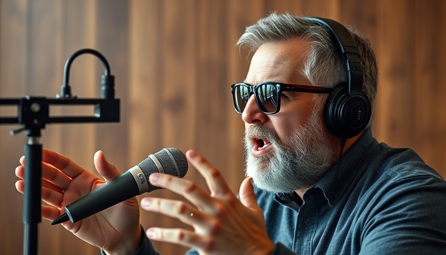 Middle-aged man discussing biohacking fitness in a podcast setting.