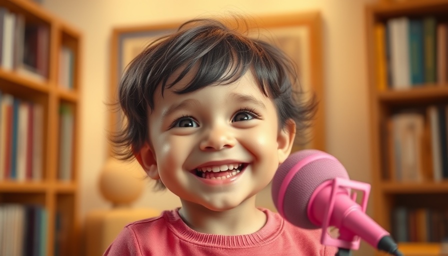 Joyful child speaking into microphone, symbolizing personal growth.