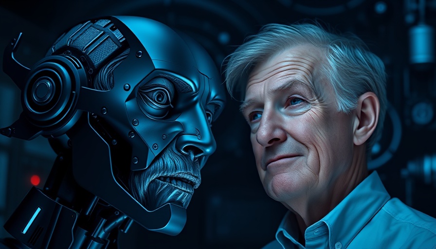 New Human Transformation by 2030 concept with man and robot face.