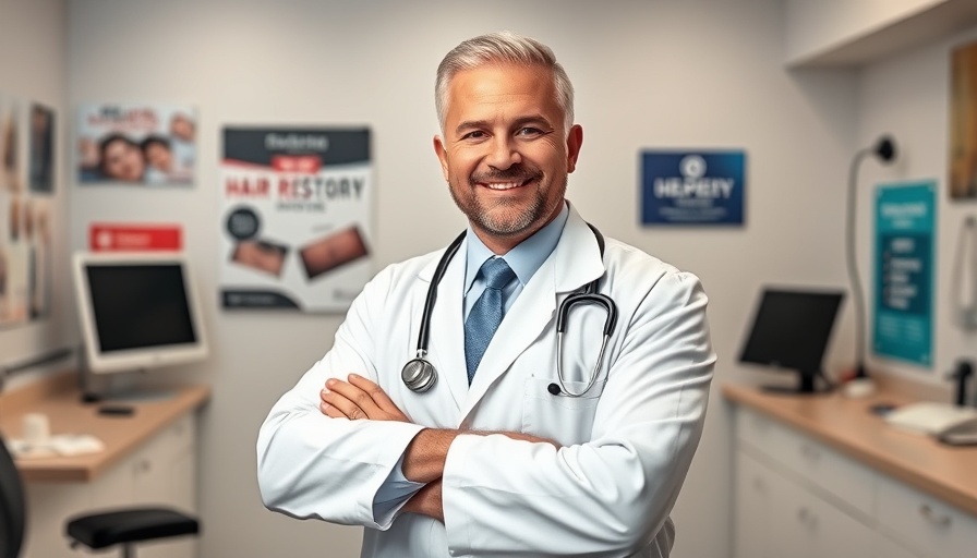 Hair restoration expert promoting natural solutions in a clinic.