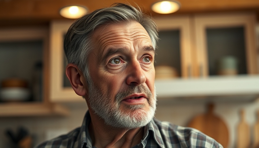 Middle-aged man speaking about personal growth after loss.