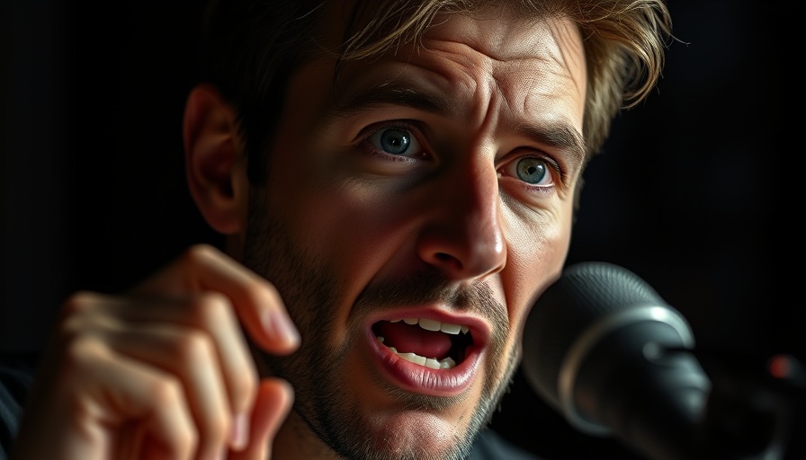 Man speaking in a dark studio, discussing skin recovery strategies.